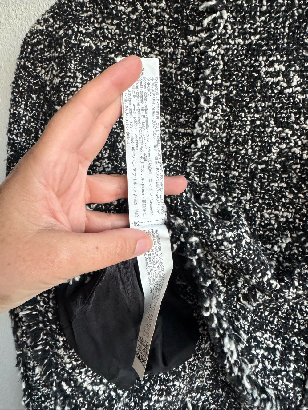 Zara Black & White Tweed Double-Breasted Cropped Jacket size S - Picture 6 of 7